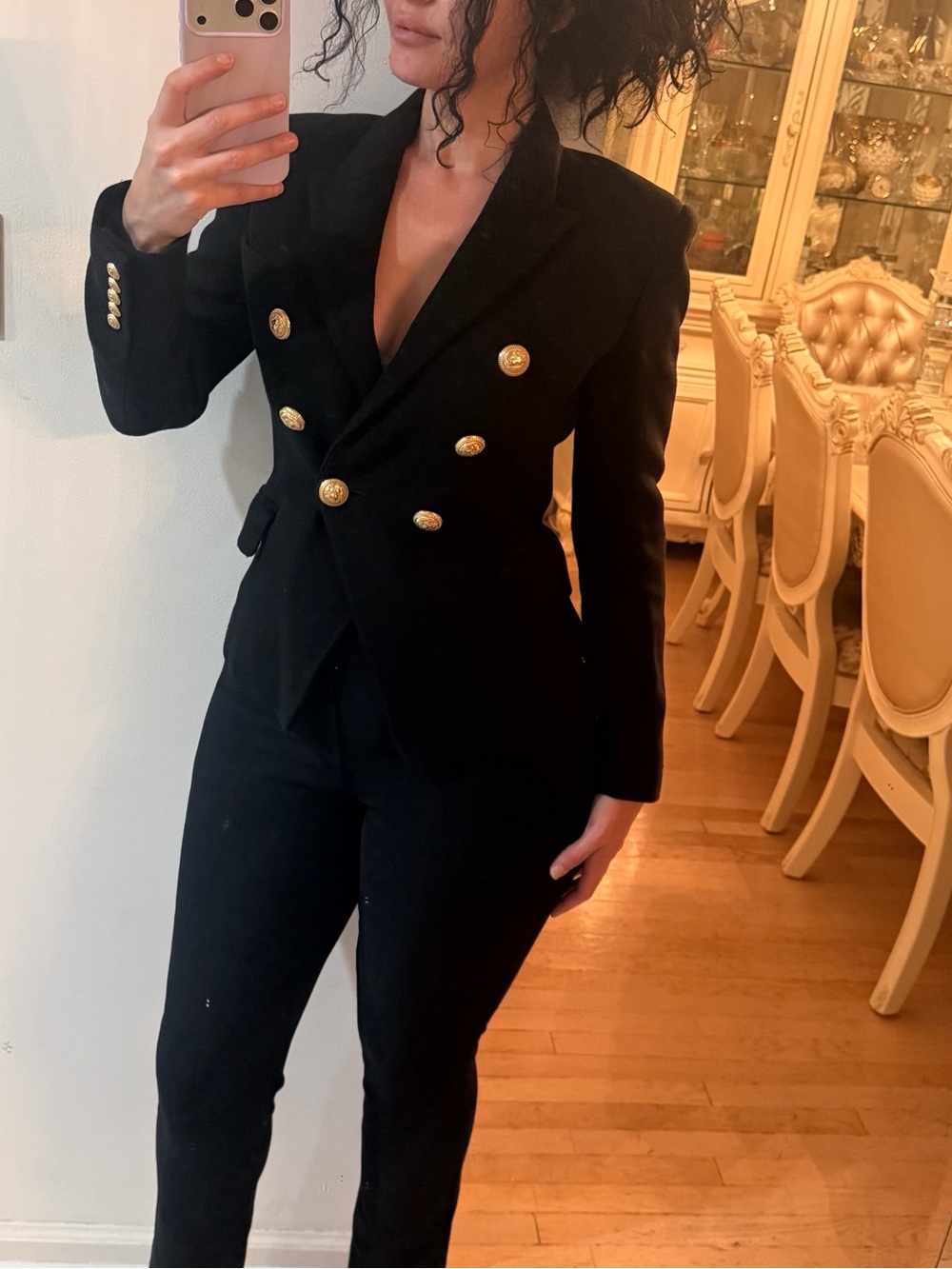 Balmain Paris Black Double-Breasted Blazer – Size 40